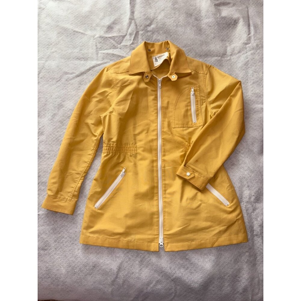 London Fog Trench Coat Womens 9/10 Zip Front Cinched Waist Hooded Rain Jacket